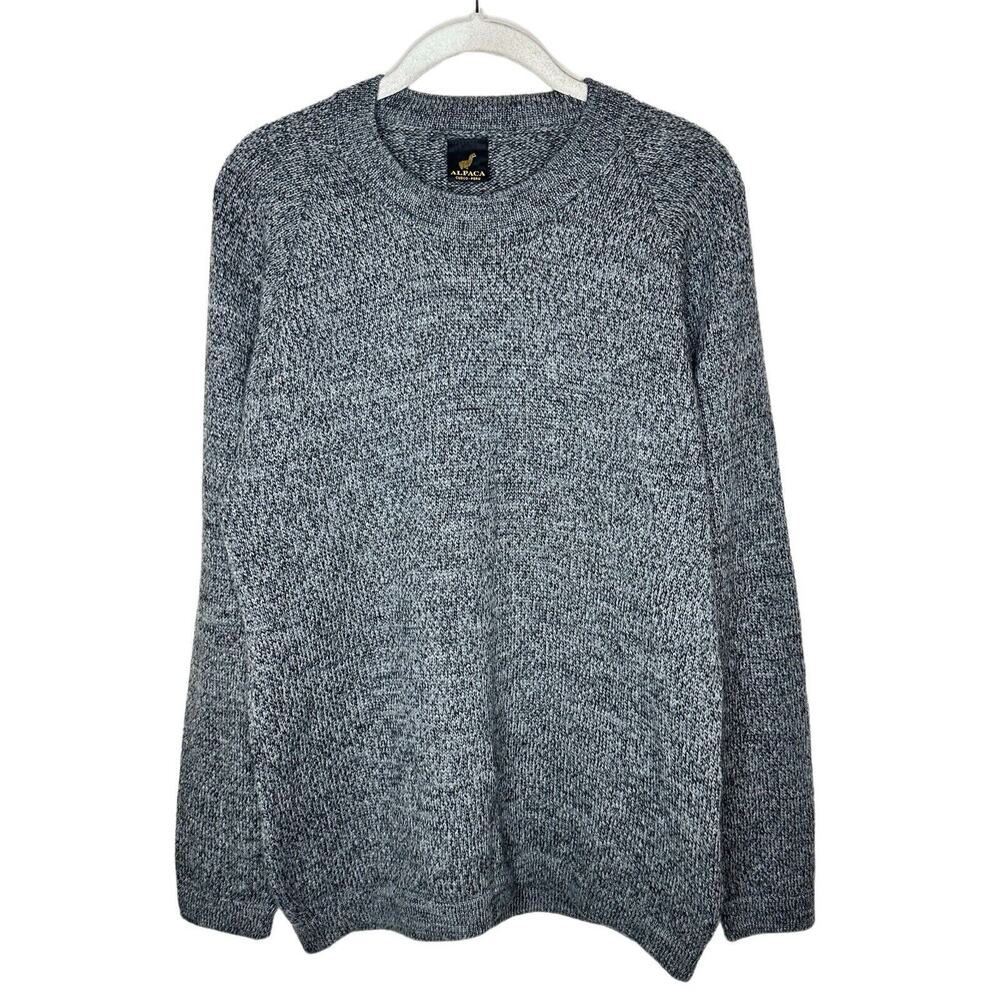 Cusco Peru Men's Marled Gray Alpaca Rolled Neck Pullover Long Sleeve Sweater L